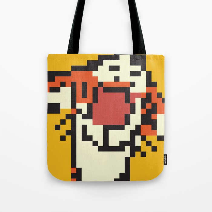 Strip Orange Tabby Tiger Pixel art 8 Bit Mosaic Low res Tote Bag